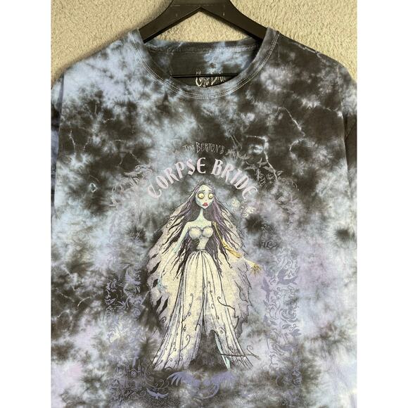 Corpse Bride Bleach Tie Dye Graphic T-Shirt Large Tim Burton Gothic Movie Tee - Picture 3 of 7